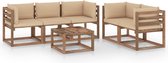 vidaXL 6-delige Loungeset met beige kussens