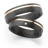 Ring van carbon incl. briljant rosé kleur (PVD)