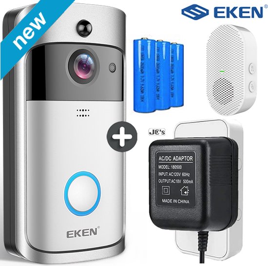 EKEN V5 avec caméra + carte SD 32 Go - Adaptateur 220V - Sonnette sans fil  avec caméra