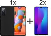 iParadise Samsung A41 Hoesje - Samsung galaxy A41 hoesje zwart siliconen case hoes cover hoesjes - 2x Samsung A41 screenprotector