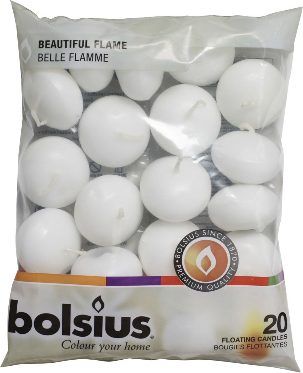 Drijfkaarsen zak 20 stuks wit - Bolsius - Bolsius