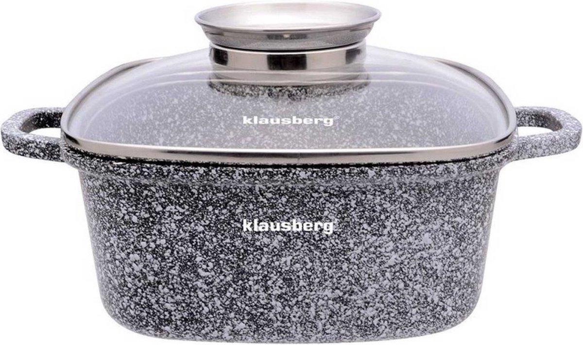 Klausberg 7532 - Braadpan - kookpan - 28 cm - 6,5 L - marmeren coating - aroma dop