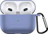 Airpods 3 Hoesje Case Siliconen Hoes Geschikt voor Apple AirPods 3 Case Hoesje Met Clip - Baby Blauw