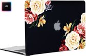 MacBook Air 13 Inch Hard Case - Hardcover Shock Proof Hardcase Hoes Macbook Air M1 2020 (A2337) Cover - Black Flower