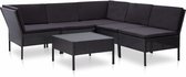 vidaXL 6-delige Loungeset met kussens poly rattan zwart