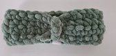 Baby / Kinder Haarband - meisje haarband - winter - 0-6 maanden - groen - super soft - ( handgemaakte Sweet Baby Bedstraw )