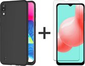 iParadise Samsung A10 Hoesje - Samsung galaxy A10 hoesje zwart siliconen case cover - 1x Samsung A10 Screenprotector