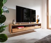 Tv-meubel Stonegrace Acacia natuur 175 cm 1 plank 3 laden steenfineer zwevend lowboard