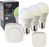 Ynoa smart home - Startpakket - Zigbee gateway + 3 x E27 smart lamp CCT + 5-knops afstandsbediening - Diverse wittinten instelbaar