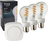 Ynoa smart home - Startpakket - Zigbee gateway + 3 x E27 smart lamp filament CCT - Diverse wittinten instelbaar