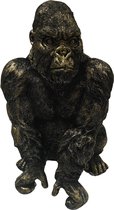 Decoratief beeld - Gouden Gorilla - Decoratief figuur Monkey - Woondecoratie Gorilla - Brons/Goud - 40 cm