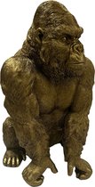 Decoratief beeld - Gouden Gorilla - Decoratief figuur Monkey - Woondecoratie Gorilla - Goud - 40 cm