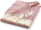 Zomerdeken, knuffeldeken met franjes, elegante en zachte zomerdeken, bankdeken gecertificeerd volgens Öko-Tex 100, de lichte deken is gemaakt in Europa, oudroze 130 x 170 cm Design