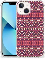GSM Hoesje geschikt voor iPhone 13 mini Hoesje met naam met transparante rand Aztec Purple