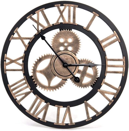 Horloge Yella 40 cm vintage Design Rétro Horloge Quartz Chiffres romains Horloge de cuisine 