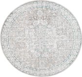 Vloerkleed rond vintage 200cm wit dof blauw perzisch oosters tapijt