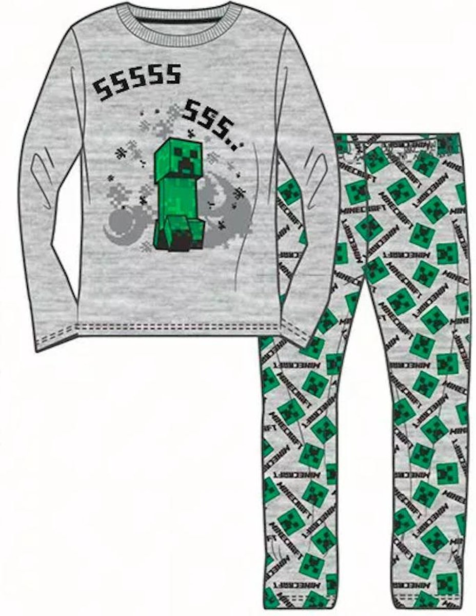 Pyjama Minecraft - gris - Taille 116 / 6 ans | bol.com