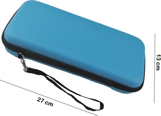 Housse Convient pour Nintendo Switch OLED Housse Housse Rigide avec Cordon - Housse Adaptée pour Nintendo Switch OLED Housse Avec Dragonne - Blauw