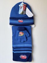 Cars Jongens 3-Delig Winterset Muts-Sjaal-Handschoenen Blauw 3-6 jaar - 1 Stuk