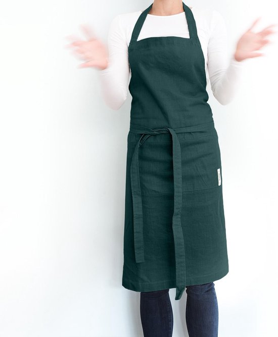 Duurzame lange schort voor en heren/ one size effen groene keukenschort... | bol.com