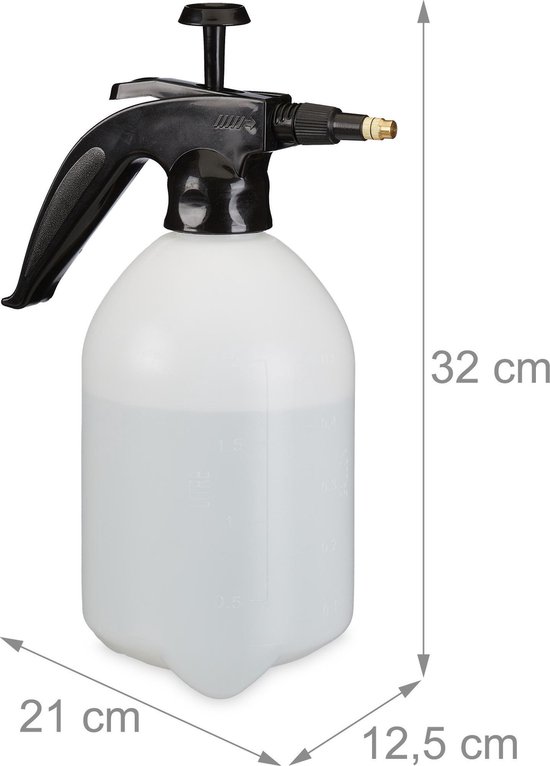 2 liter verstelbare sproeikop voor water en onkruidbestrijdingsmiddelen - plantenspuit met drukspuit - wit/zwart — afbeelding 2