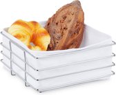Relaxdays Broodmand met inzet - metalen broodmandje - stoffen doek - ontbijtmandje modern - wit