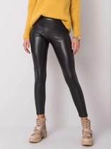 ZWARTE DAMES WARME KUNSTLEER LEGGING L