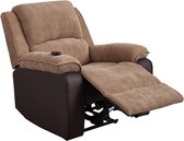 Dakta® Luxe Fauteuil | Stoel | Bruin | Elektrisch | Leer & Stof | Lig functie | Relax