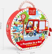 TOI - 4in1 Extra Grote puzzels 6 + 12 + 16 + 20 stucks in een mooie geschenkdoos vanaf 1 jaar - Brandweerwagen & Brandbestrijdingsvliegtuig - Kinderpuzzel - Educatief speelgoed voor kinderen