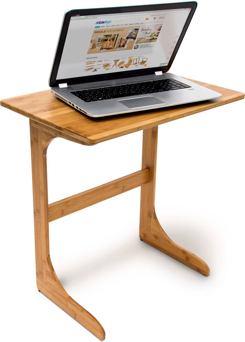 laptoptafel bijzettafel - bamboe - 62,5x60x40 cm - laptopmeubel
