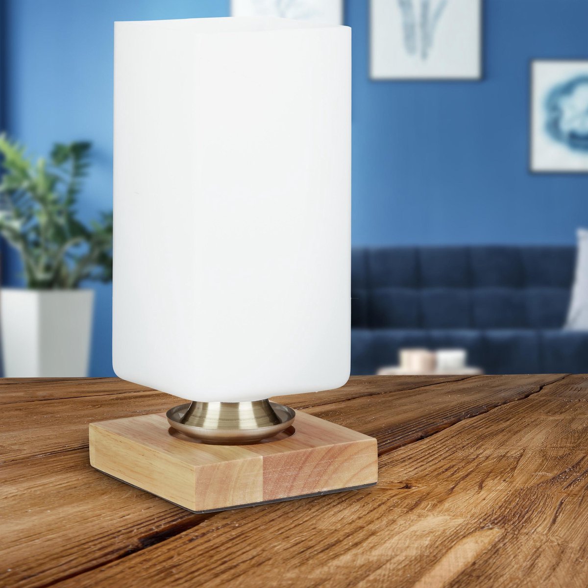 relaxdays - tafellamp met melkglas - nachtlamp , verschillende designs -  modern Blokvormig | bol.com