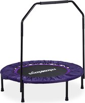 fitness trampoline - opvouwbaar - indoor - 113 x 102 x 102 cm - tot 120 kg - met stang
