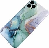 Apple iPhone 7 Plus / 8 Plus - Silicone marmer zacht hoesje Linde blauw - Geschikt voor