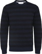 SELECTED HOMME WHITE SLHALFIE LS KNIT CREW W CAMP Heren Trui  - Maat XXL