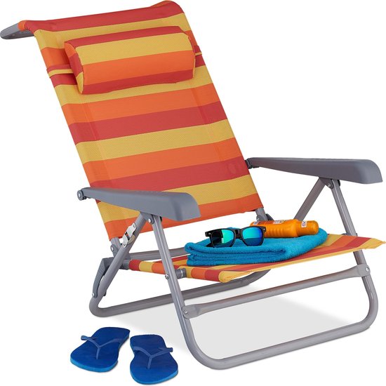 relaxdays chaise de plage pliable - chaise de camping pliable - chaise  longue de plage... | bol.com