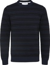 SELECTED HOMME WHITE SLHALFIE LS KNIT CREW W CAMP Heren Trui  - Maat L