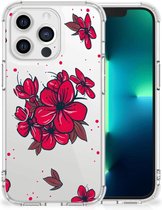 Anti Shock hybrid Case Geschikt voor Apple iPhone 13 Pro Telefoon Hoesje met doorzichtige rand Blossom Red