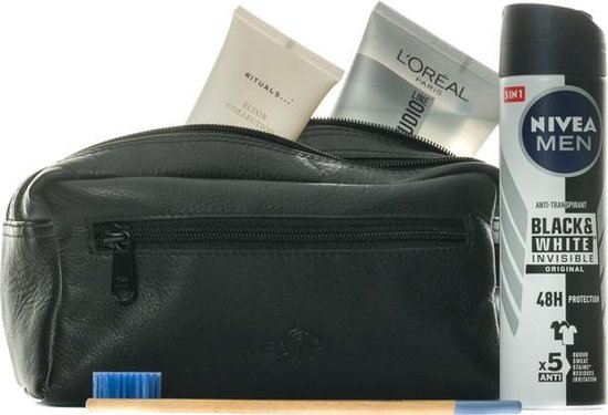 Zwarte Toilettas Voor Heren – Klein & Draagbaar – 15,5x27x9,5 Cm – Perfect Voor Handbagage