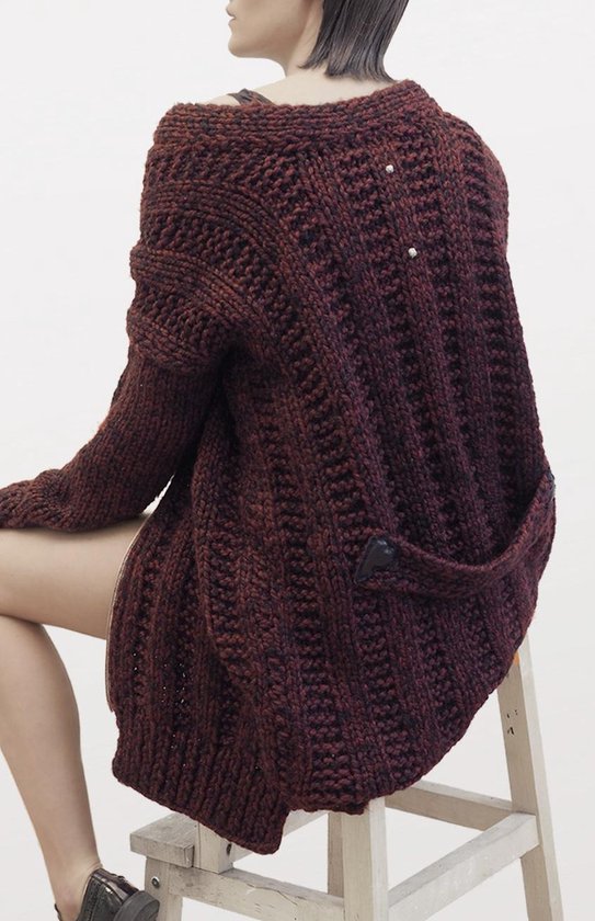 YELIZ YAKAR - Cardigan long tricoté à la main de Luxe pour femme 