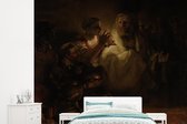 The Denial of Petrus - Peinture de Rembrandt van Rijn papier peint photo vinyle largeur 265 cm x hauteur 240 cm - Tirage photo sur papier peint (disponible en 7 tailles)