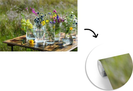 Papier peint photo peint photo vinyle - Fleurs dans des vases sur une table largeur 420 cm x hauteur 280 cm - Tirage photo sur papier peint (disponible en 7 tailles)