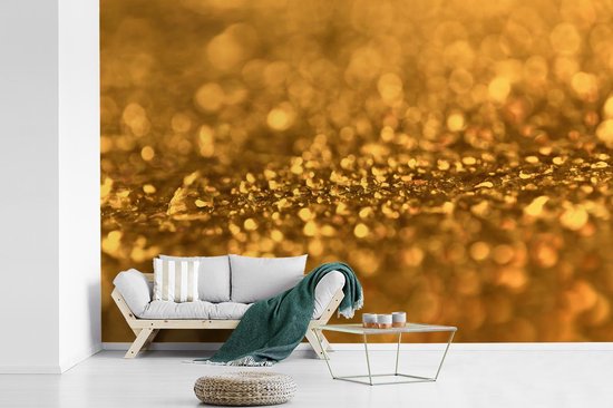 Paillettes jaunes avec un fond d' fotobehang flou