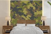 Behang - Fotobehang Geïllustreerd camouflage patroon van pixels - Breedte 350 cm x hoogte 350 cm