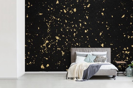 Papier peint - Papier peint Papier peint photo d'or sur fond noir - Largeur 330 cm x hauteur 220 cm