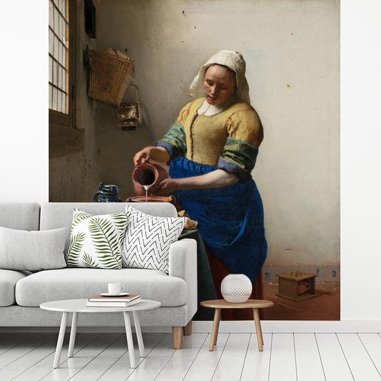 bedrag joggen Inzet Behang - Fotobehang Het melkmeisje - Johannes Vermeer - Breedte 220 cm x  hoogte 240 cm | bol.com