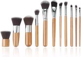 10-delig bamboe Make-up geschenkset- Make-up Kwasten - Make Up Brush- Poederkwast -Make Up Penselen Set -Foundation Kwast- Poeder Kwast- Concealer brush- Lip brush