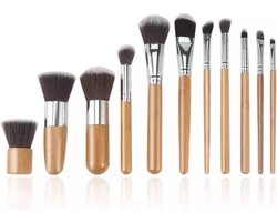 10-delig bamboe Make-up geschenkset- Make-up Kwasten - Make Up Brush- Poederkwast -Make Up Penselen Set -Foundation Kwast- Poeder Kwast- Concealer brush- Lip brush