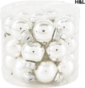 Mini kerstballen - zilver - glas - 24 stuks - mat en glanzend