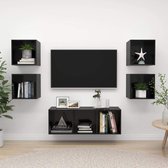 5-delige Tv-meubelset spaanplaat hoogglans zwart