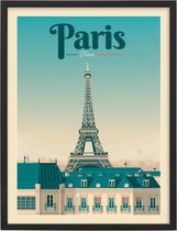 Poster met lijst Vintage Parijs - 30 x 40